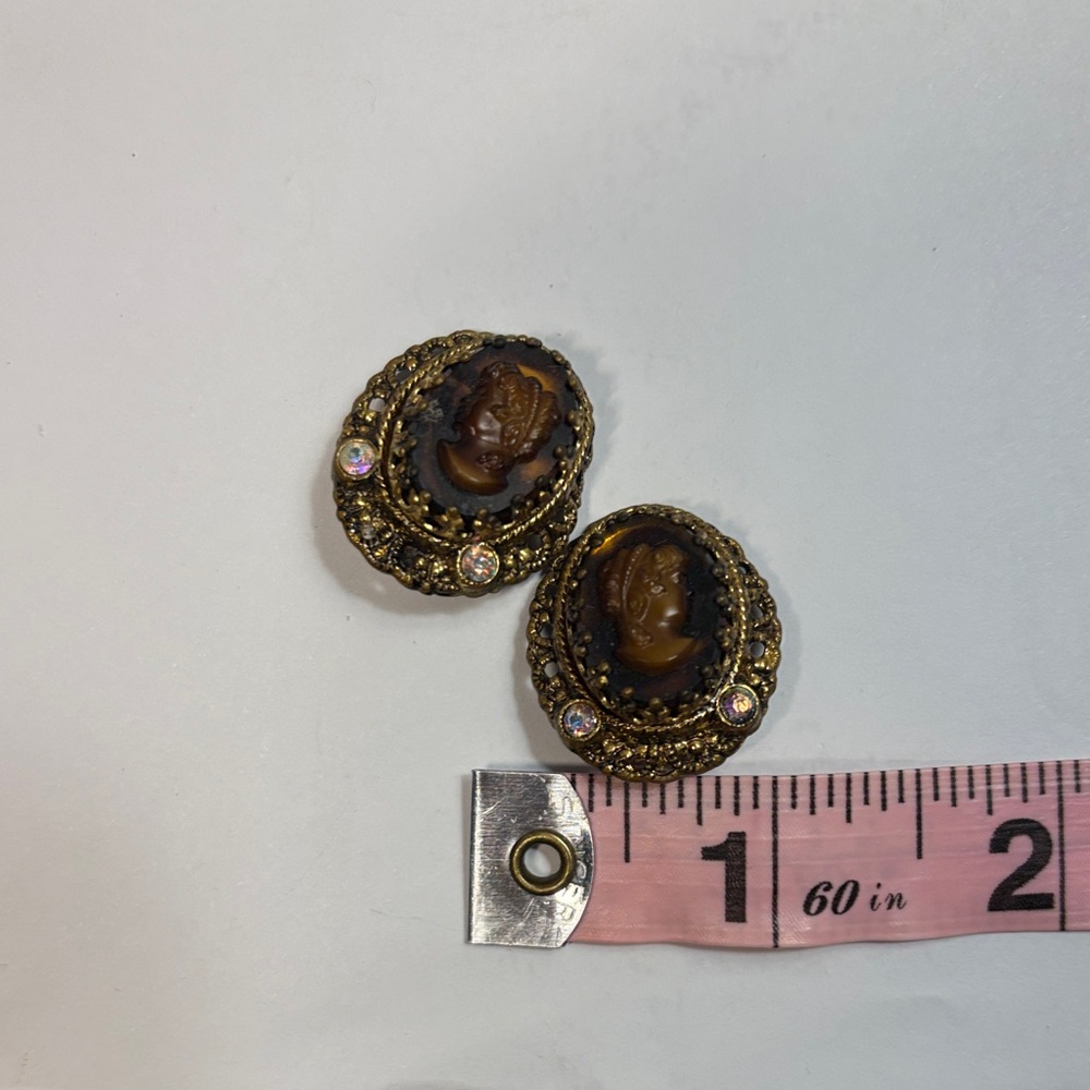 West Germany Vintage Cameo Earrings